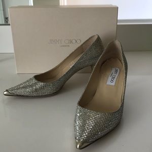 Jimmy Choo glitter aurora shoes size 8!
